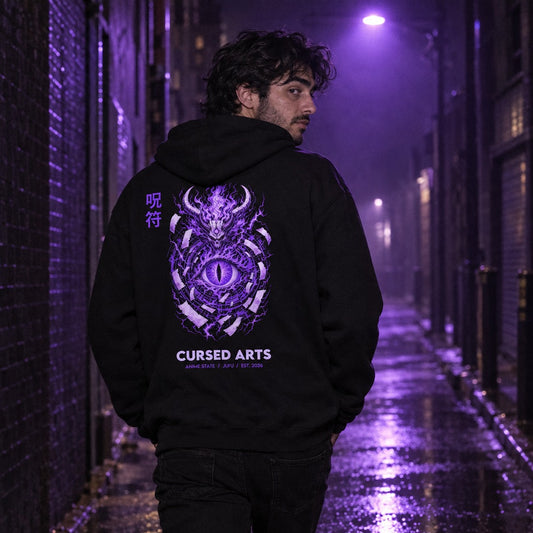 Cursed Arts Back-Print Hoodie - 02 u01 wearing
