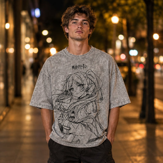 Frieren Manga Line Art Washed Tee