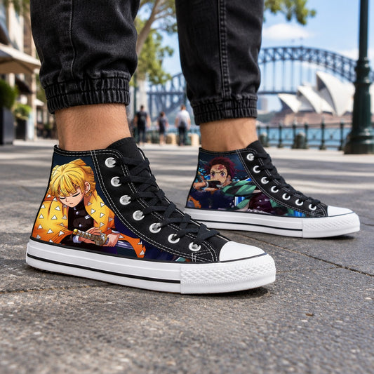 Demon Slayer Zenitsu And Tanjiro Canvas High Tops