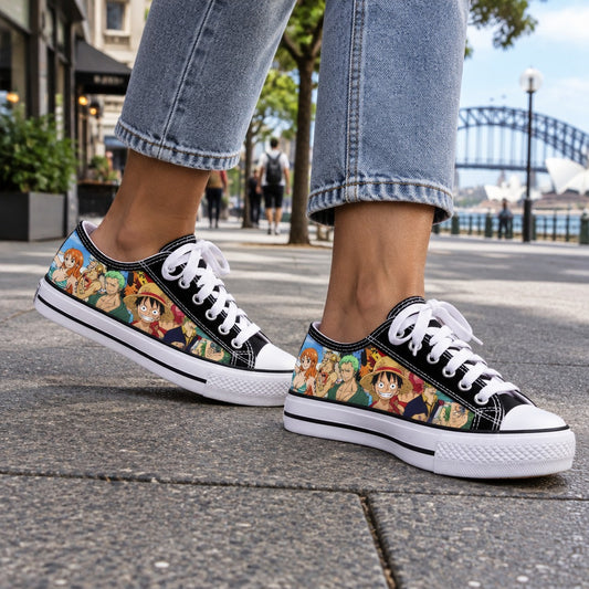 One Piece Straw Hat Crew Low Top Canvas Sneakers