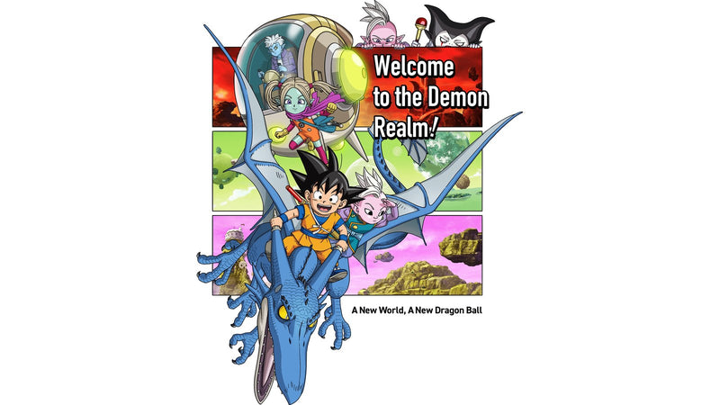 Kid Goku riding a blue dragon in the Dragon Ball DAIMA key visual