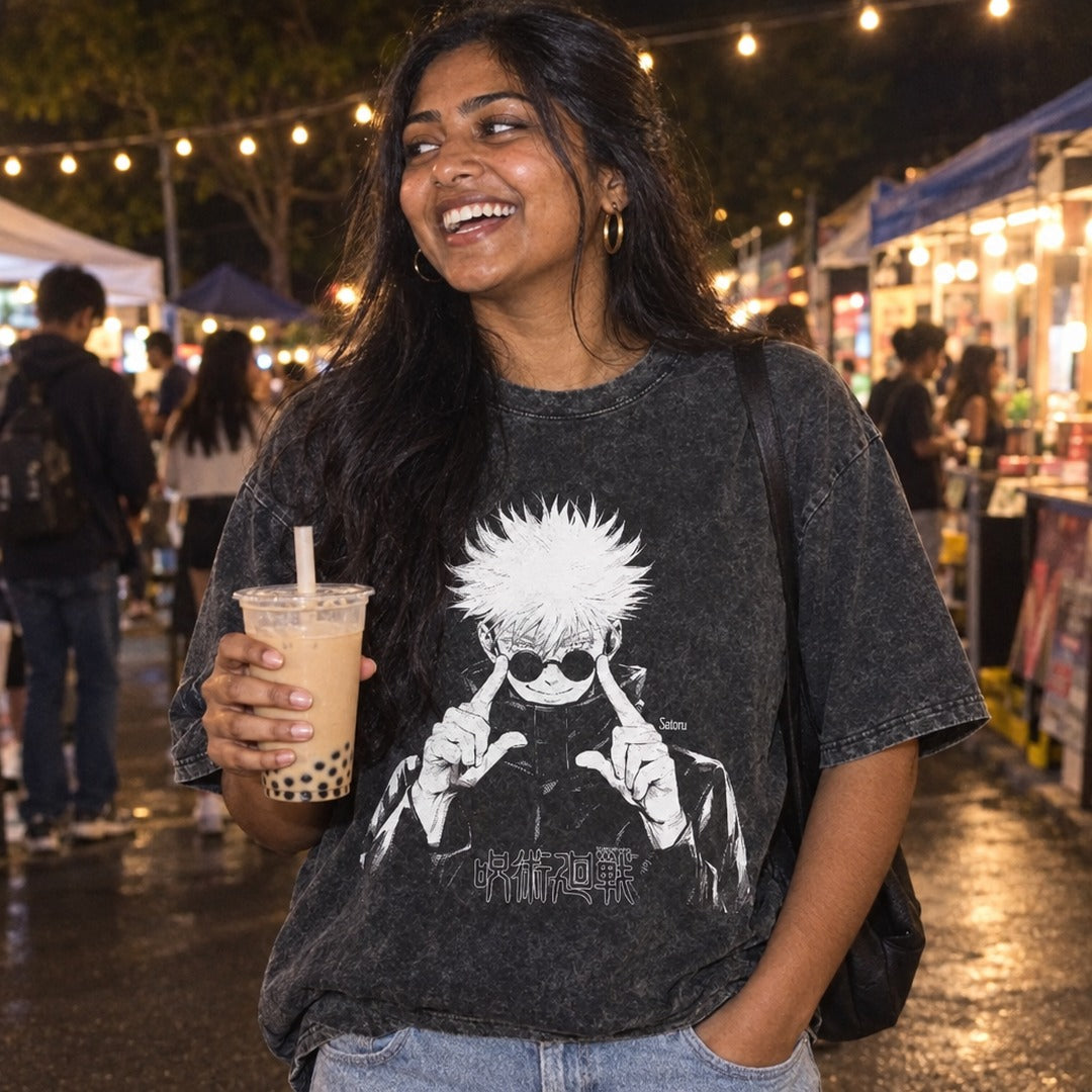 Jujutsu Kaisen Gojo Washed Tee - 04 u02 wearing