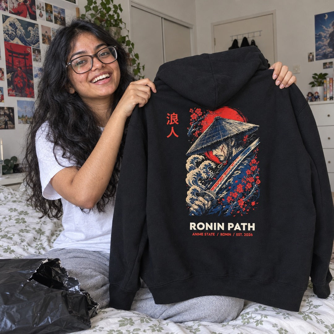 Ronin Path Back-Print Hoodie - 06 h01 holding