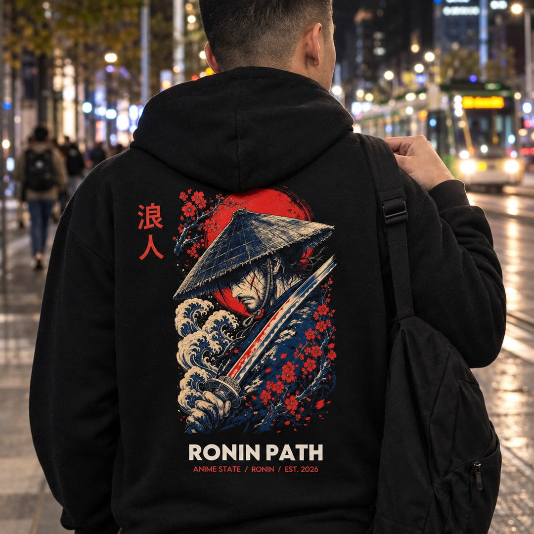 Ronin Path Back-Print Hoodie - 08 u03 wearing