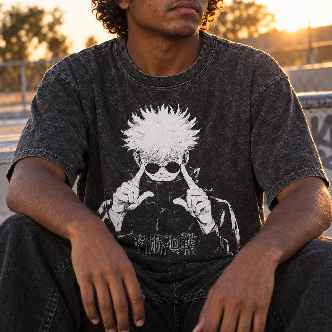 Jujutsu Kaisen Gojo Washed Tee - 08 u03 wearing