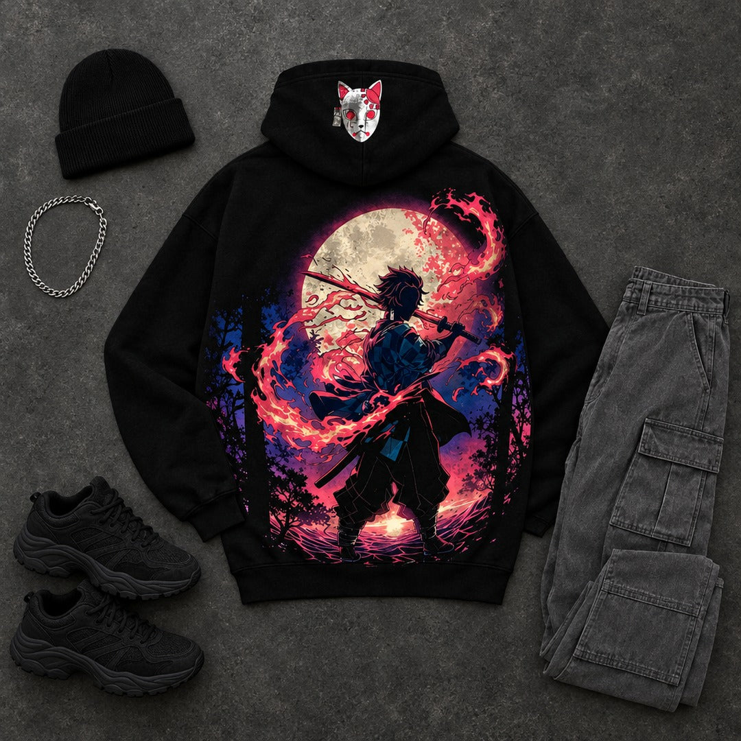 Demon Slayer Tanjiro Hoodie - 09 flatlay
