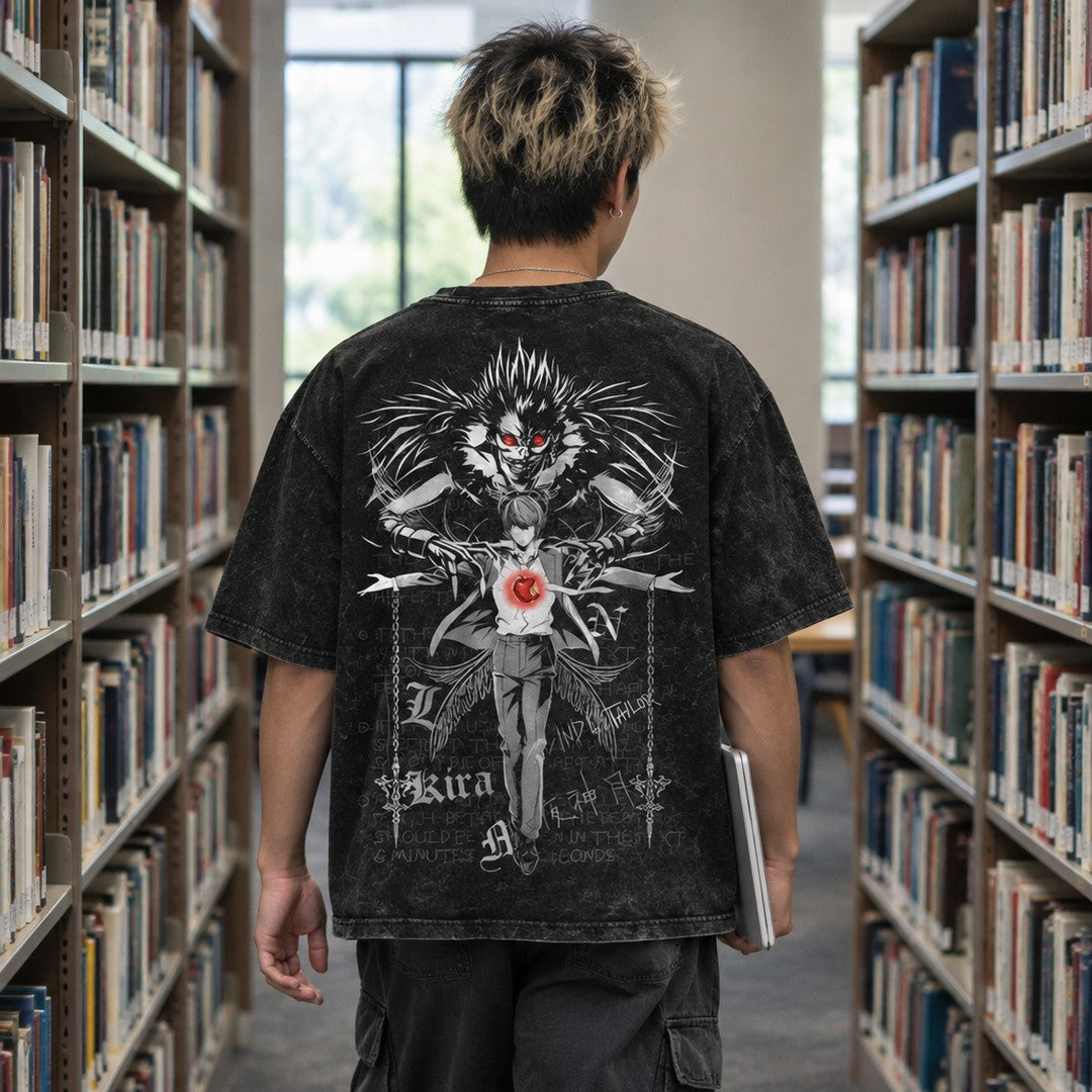 Death Note Light & Ryuk Washed Tee