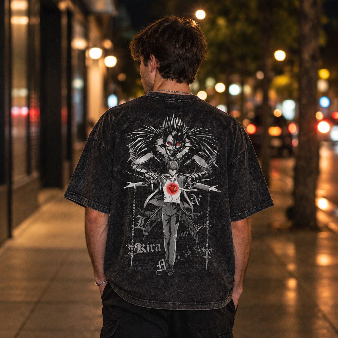 Death Note Light & Ryuk Washed Tee