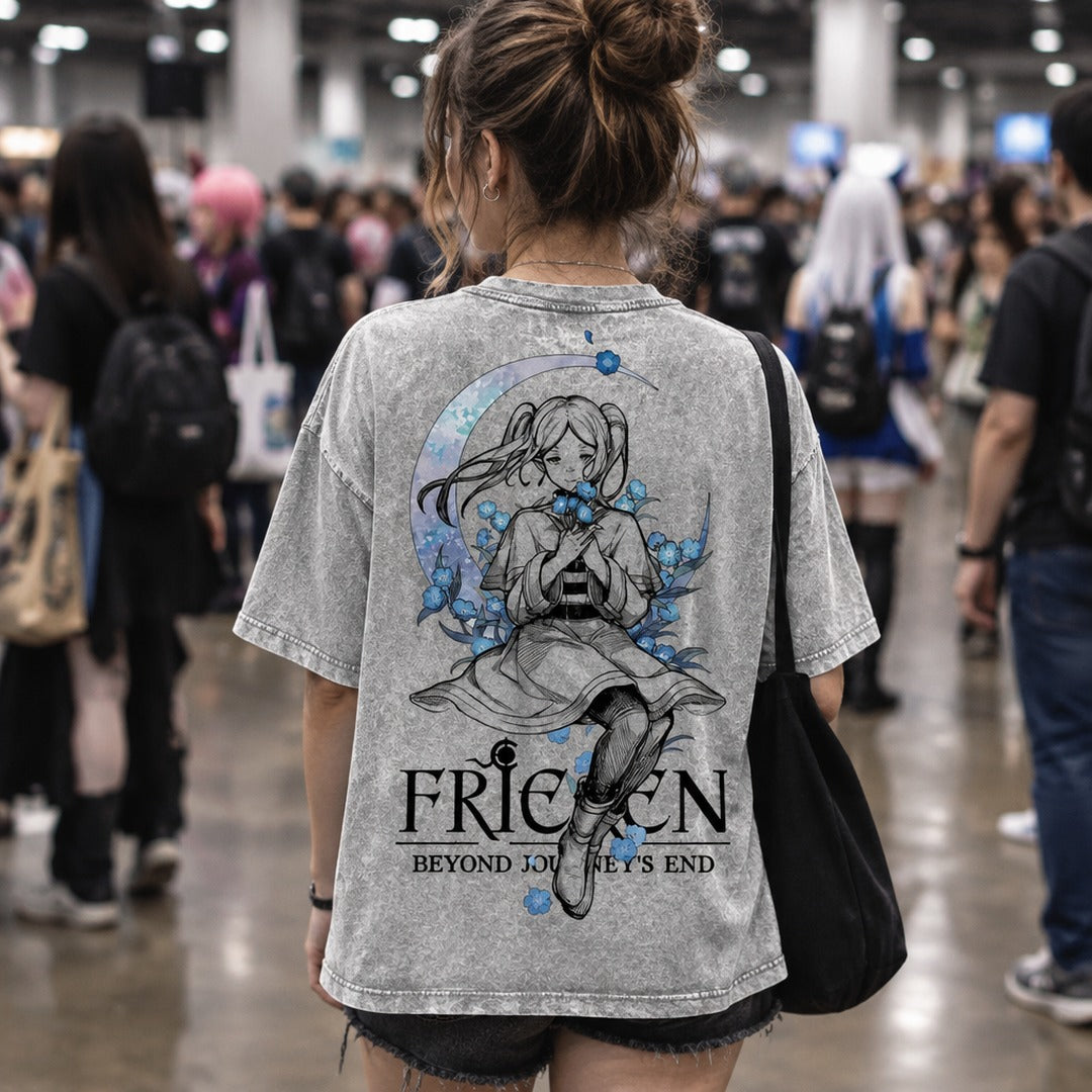 Frieren Blue Moon Flowers Washed Tee