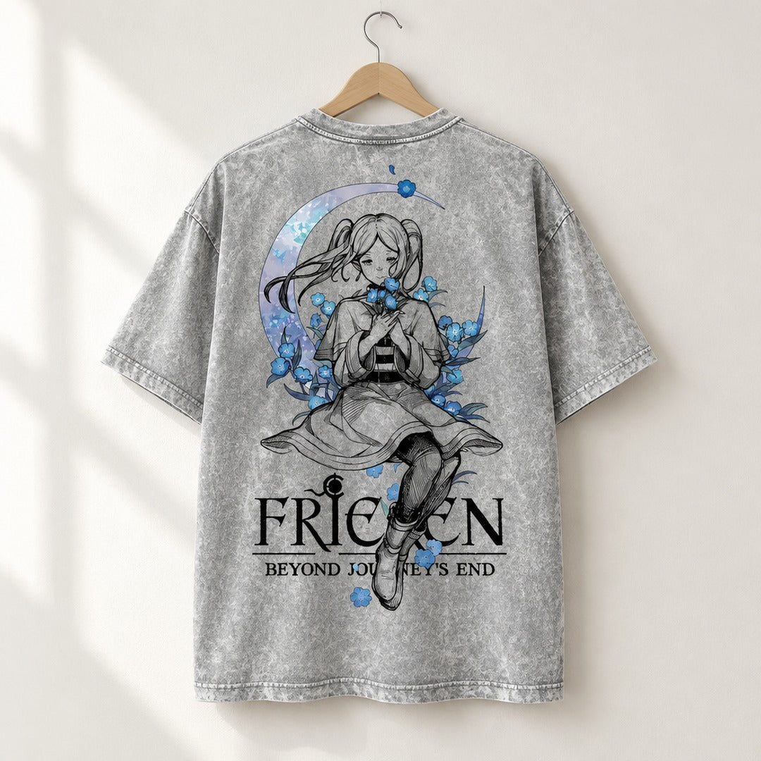 Frieren Blue Moon Flowers Washed Tee