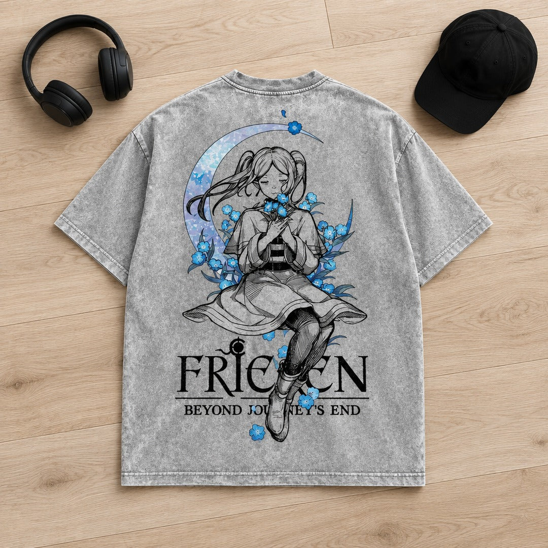 Frieren Blue Moon Flowers Washed Tee