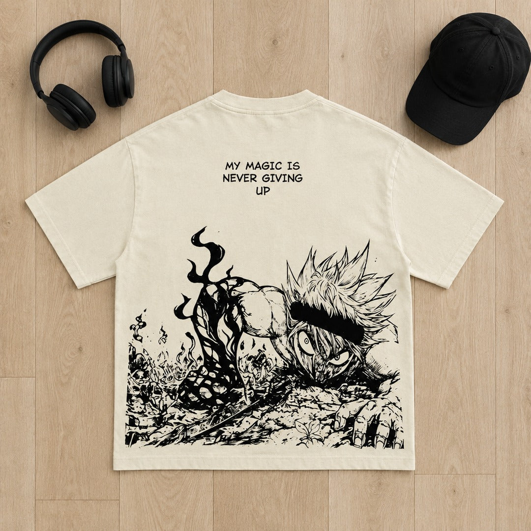 Black Clover Asta Never Give Up Quote Tee