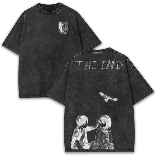 Attack on Titan Eren and Mikasa The End Washed Tee