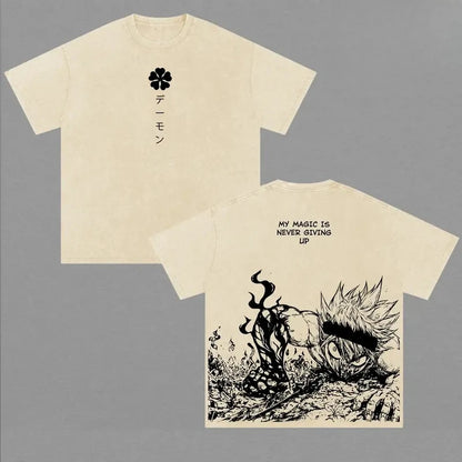 Black Clover Asta Never Give Up Quote Tee