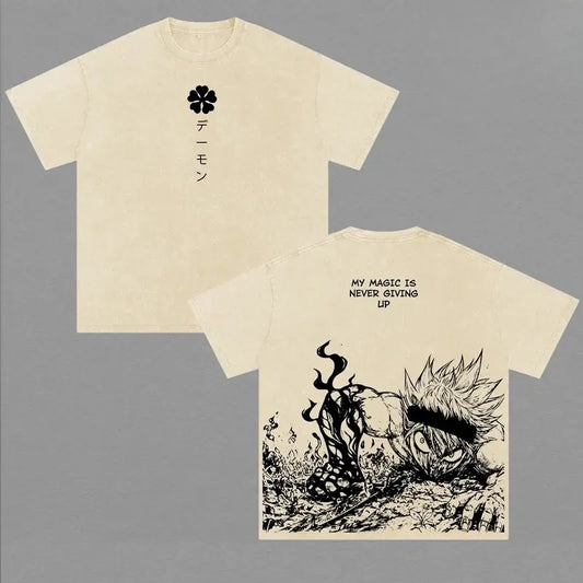 Black Clover Asta Never Give Up Quote Tee