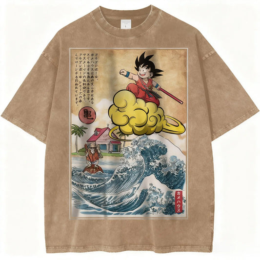 Dragon Ball Kid Goku Great Wave Washed Tee