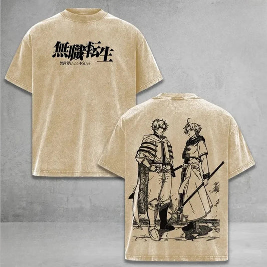 Mushoku Tensei Rudeus & Paul Washed Tee - image 1