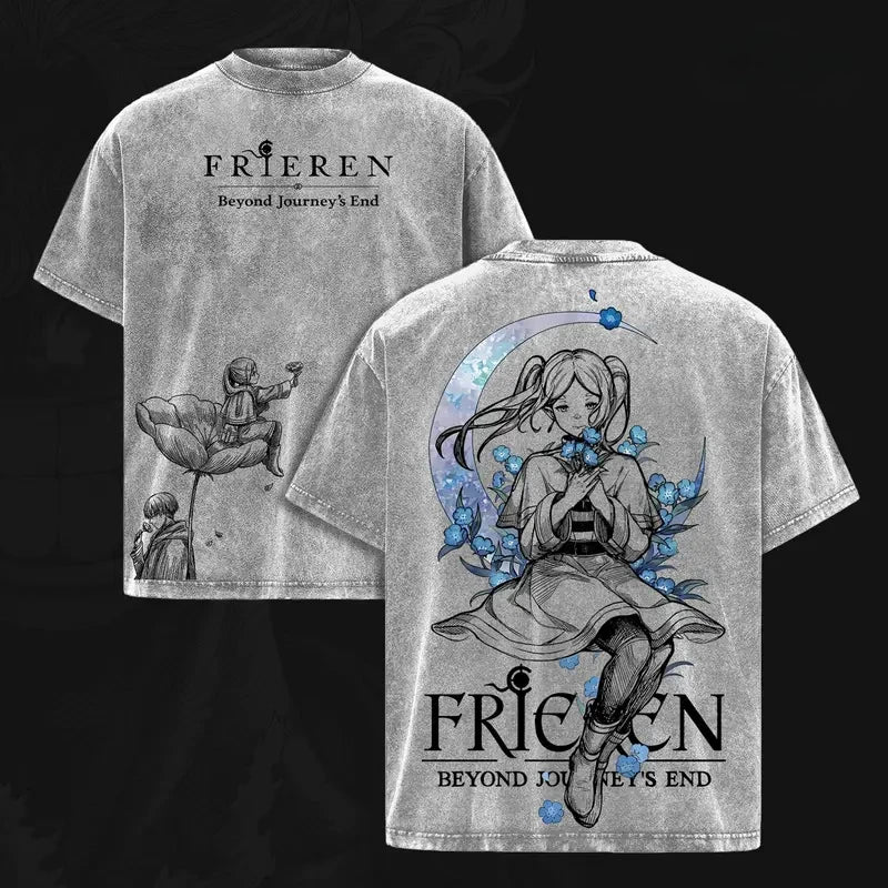 Frieren Blue Moon Flowers Washed Tee