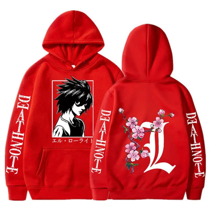 Death Note L Lawliet Cherry Blossom Hoodie - Red
