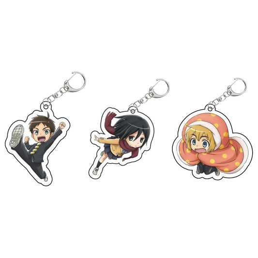 Attack on Titan acrylic keychains: Eren, Mikasa and Armin