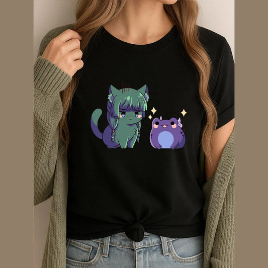 Apothecary Diaries Maomao and Jinshi Cat and Frog Tee