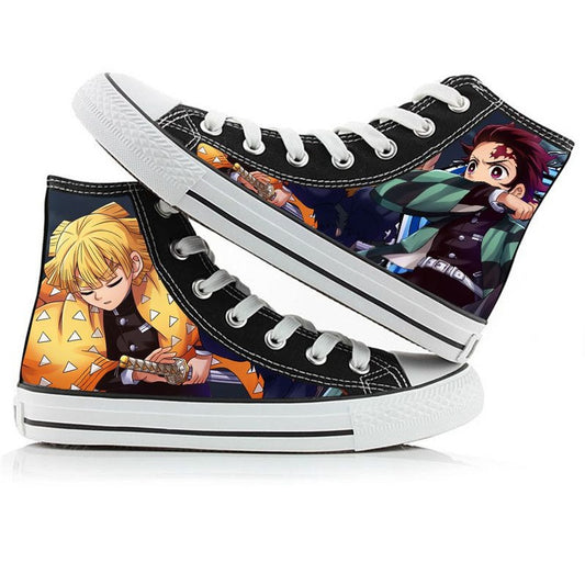 Demon Slayer Zenitsu and Tanjiro Canvas High-Tops