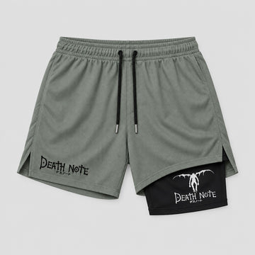 Death Note 2-in-1 gym shorts, sage