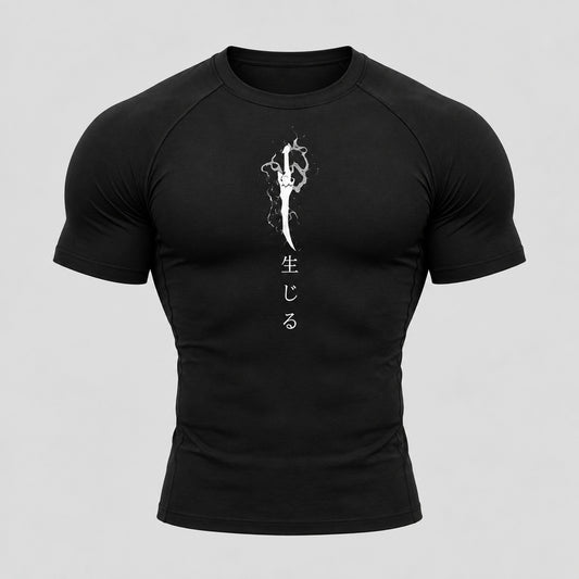 Solo Leveling Jinwoo compression gym shirt, black
