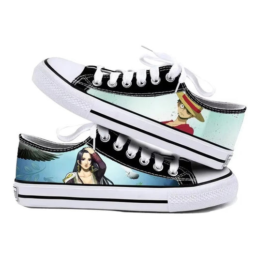 One Piece Luffy and Hancock Low-Top Canvas Sneakers