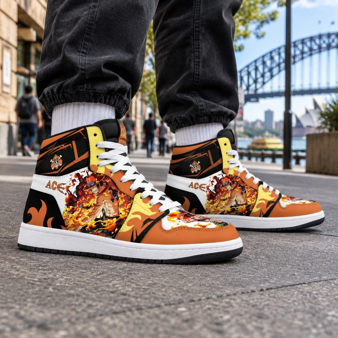 One Piece Portgas D Ace High Top Sneakers