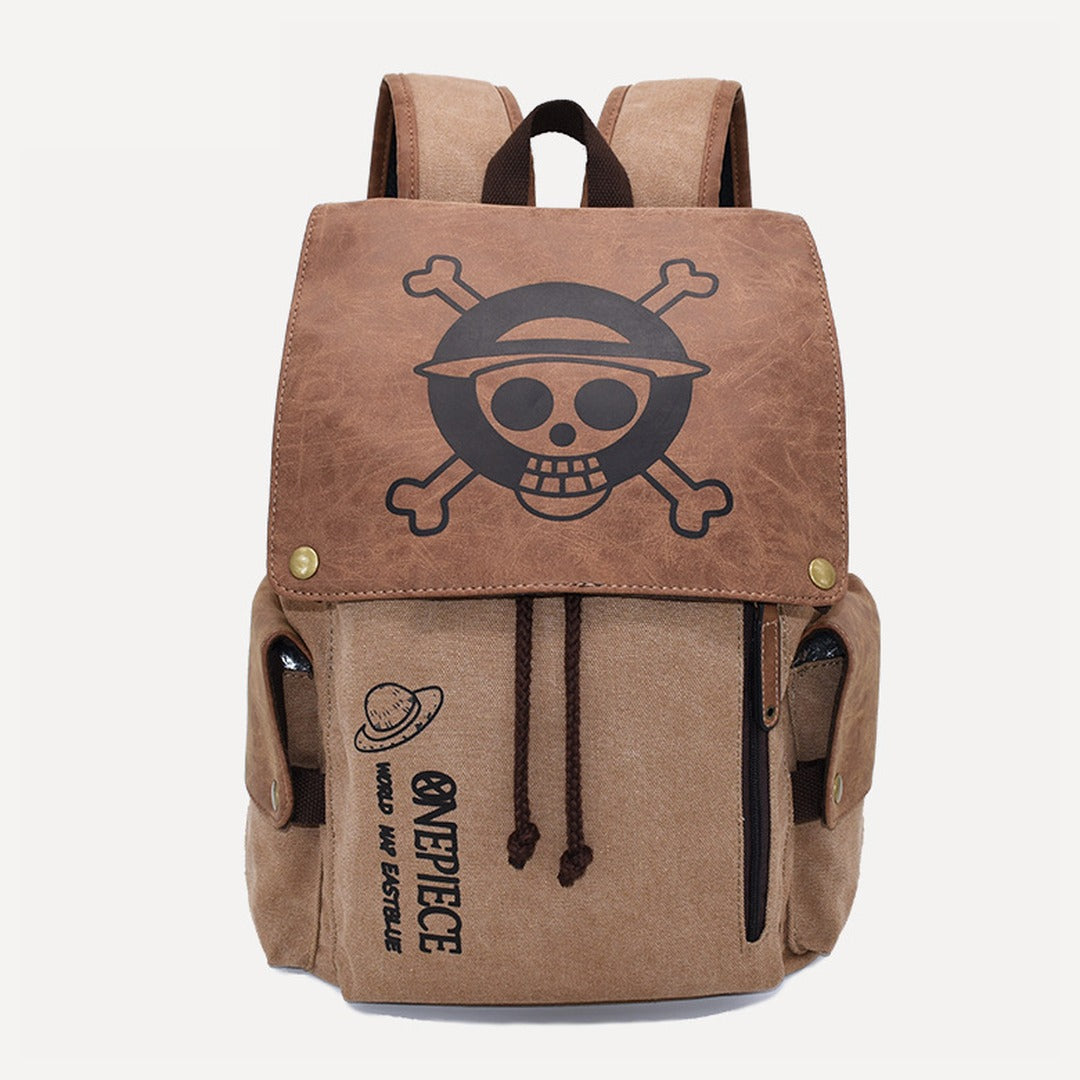 One Piece Straw Hat Vintage Canvas Backpack