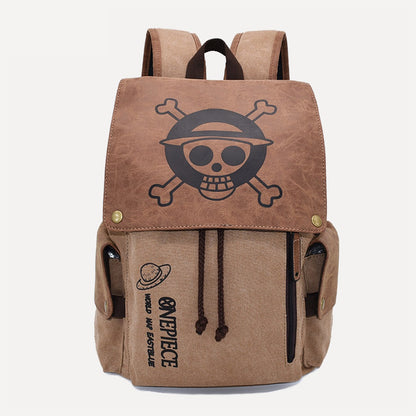 One Piece Straw Hat Vintage Canvas Backpack